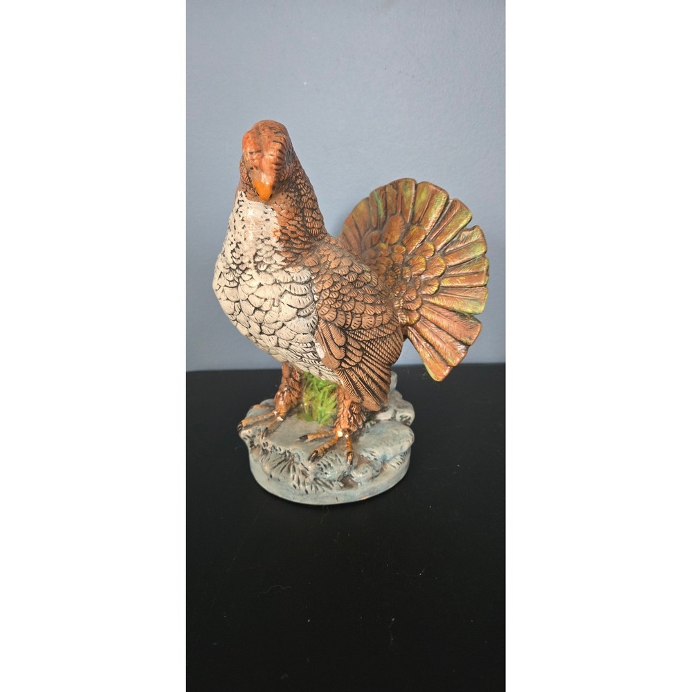 Vintage Ceramic Ruffed Grouse‎ Bird Figurine Hand Painted Wildlife Decor Brown